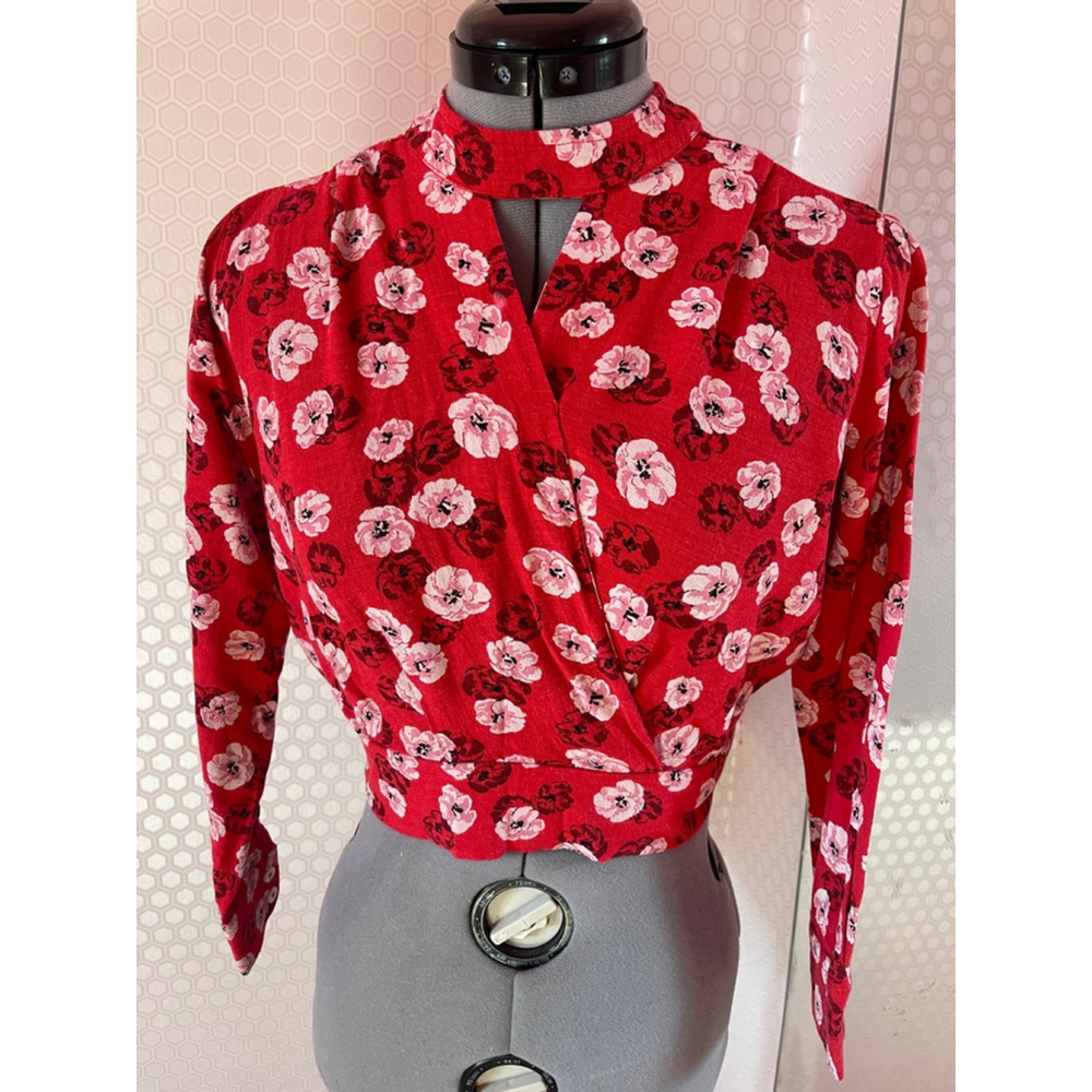 Women's max Floral Blouse XS Red